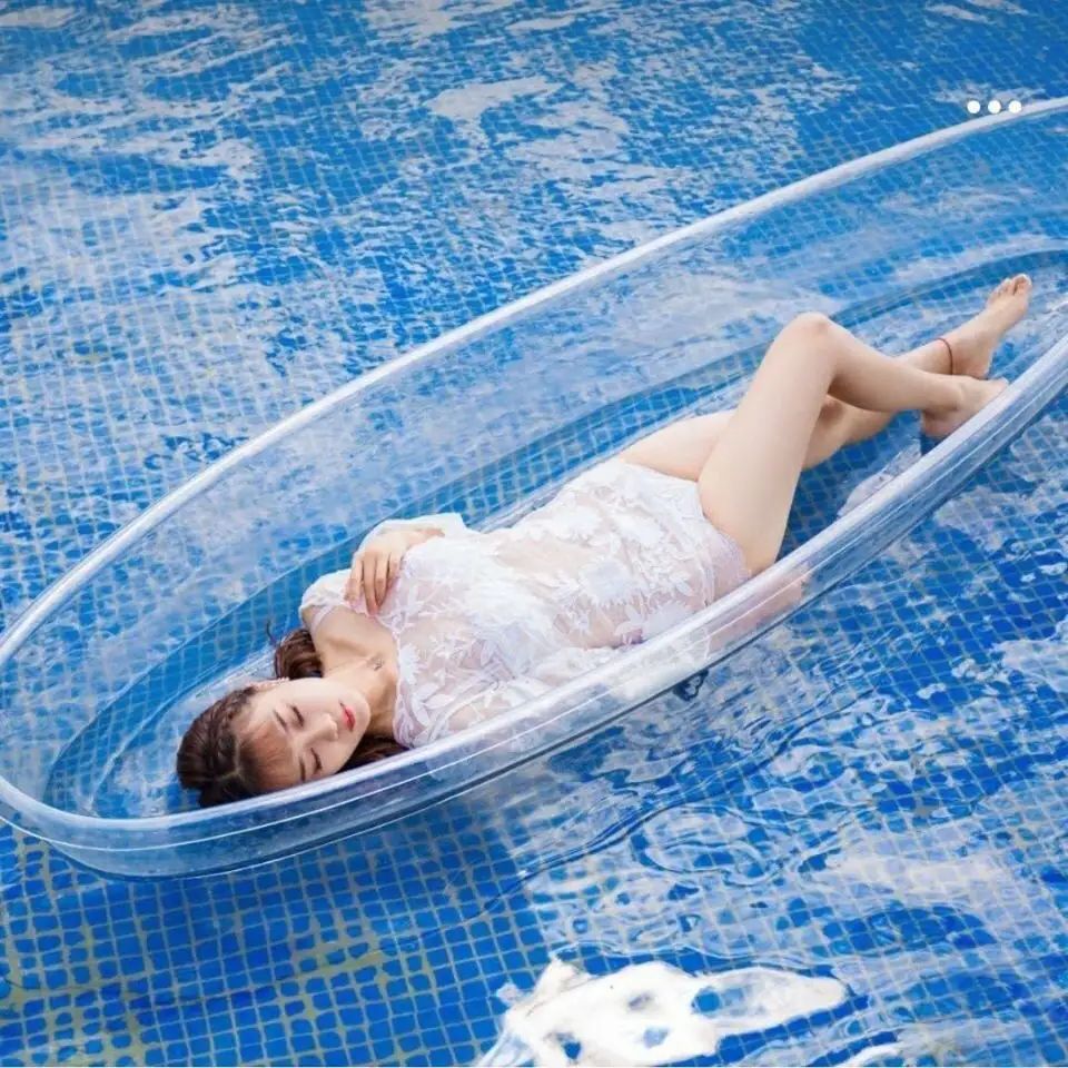 2023热销网红透明船多人独木舟婚纱拍摄道具船kakay透明船