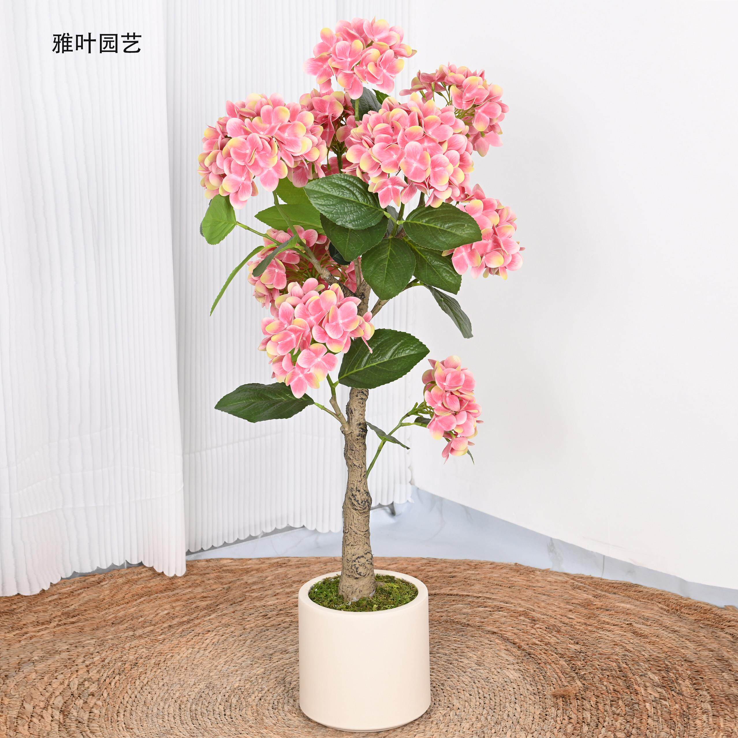 彷真绿色植物绣球花树盆景室内客厅门店ins假花落地装饰摆饰景观