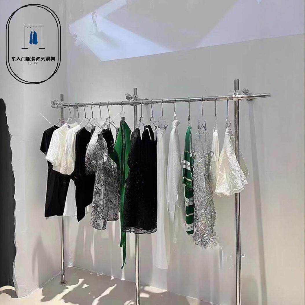 服装店挂衣架上墙落地架不锈钢买手店陈列架侧挂衣服展示架货架子