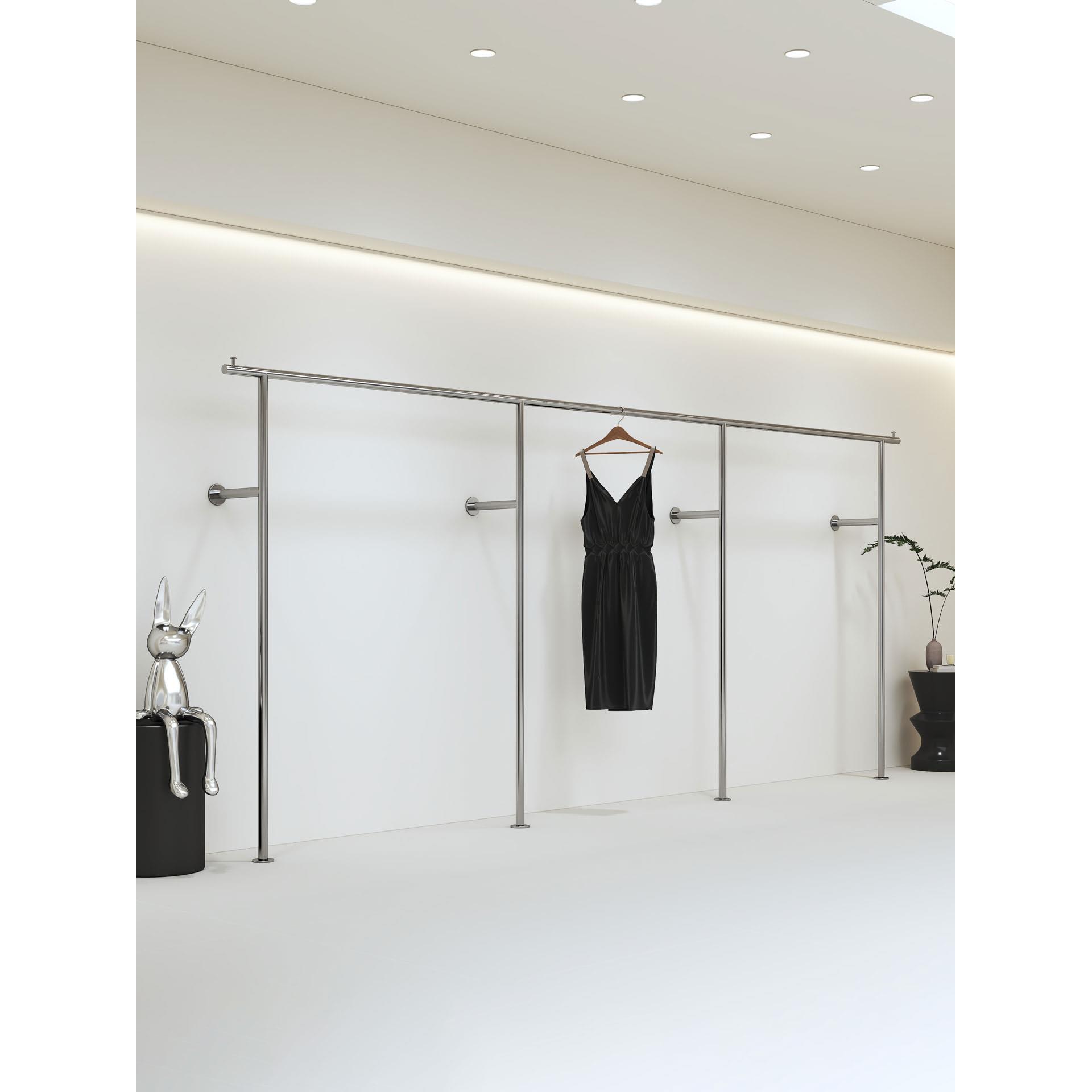 服装店服装高档展示架不锈钢上墙架子货架女装店陈列架加厚挂衣杆