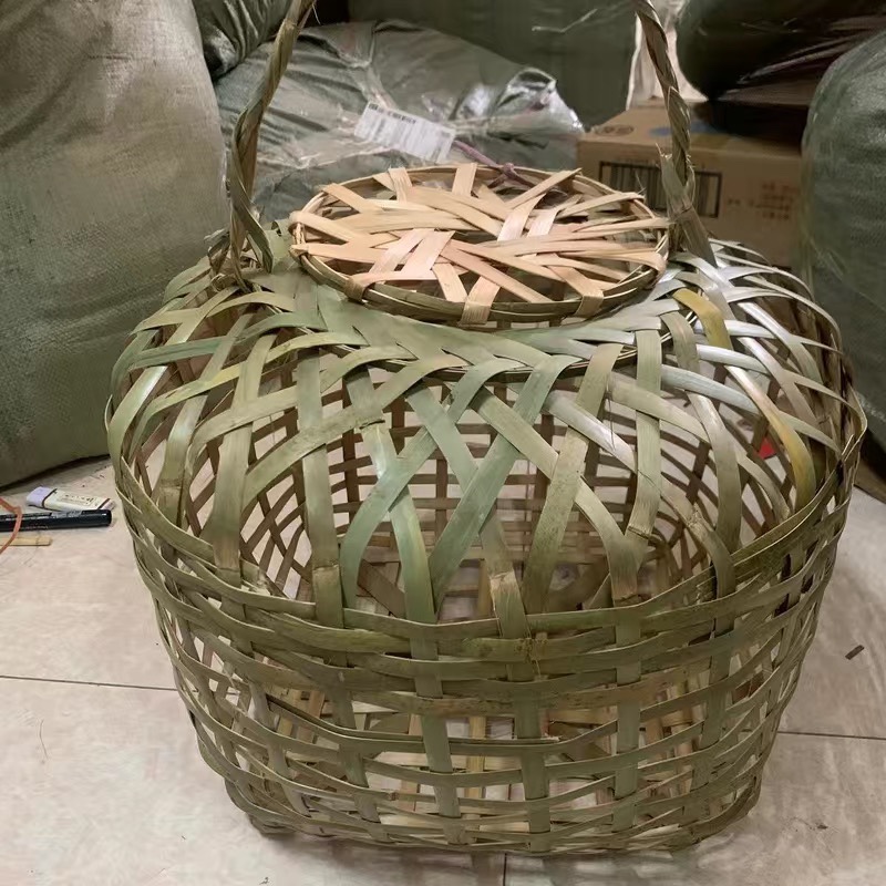 纯手工竹编头层竹青大号竹制鸡笼可裝家禽K鸭鹅笼家用装鸡的竹笼