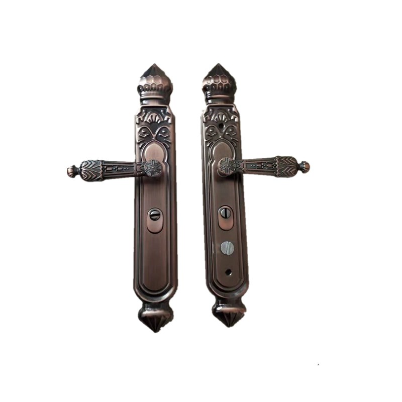 桃型仿铜防盗门拉手室外大门锁铝A合金门把手通用型家用锁配件包