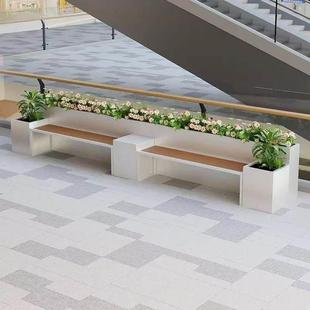 户外花箱坐凳庭院花铁艺花箱组合花槽广场商业街休闲室外公园镀锌