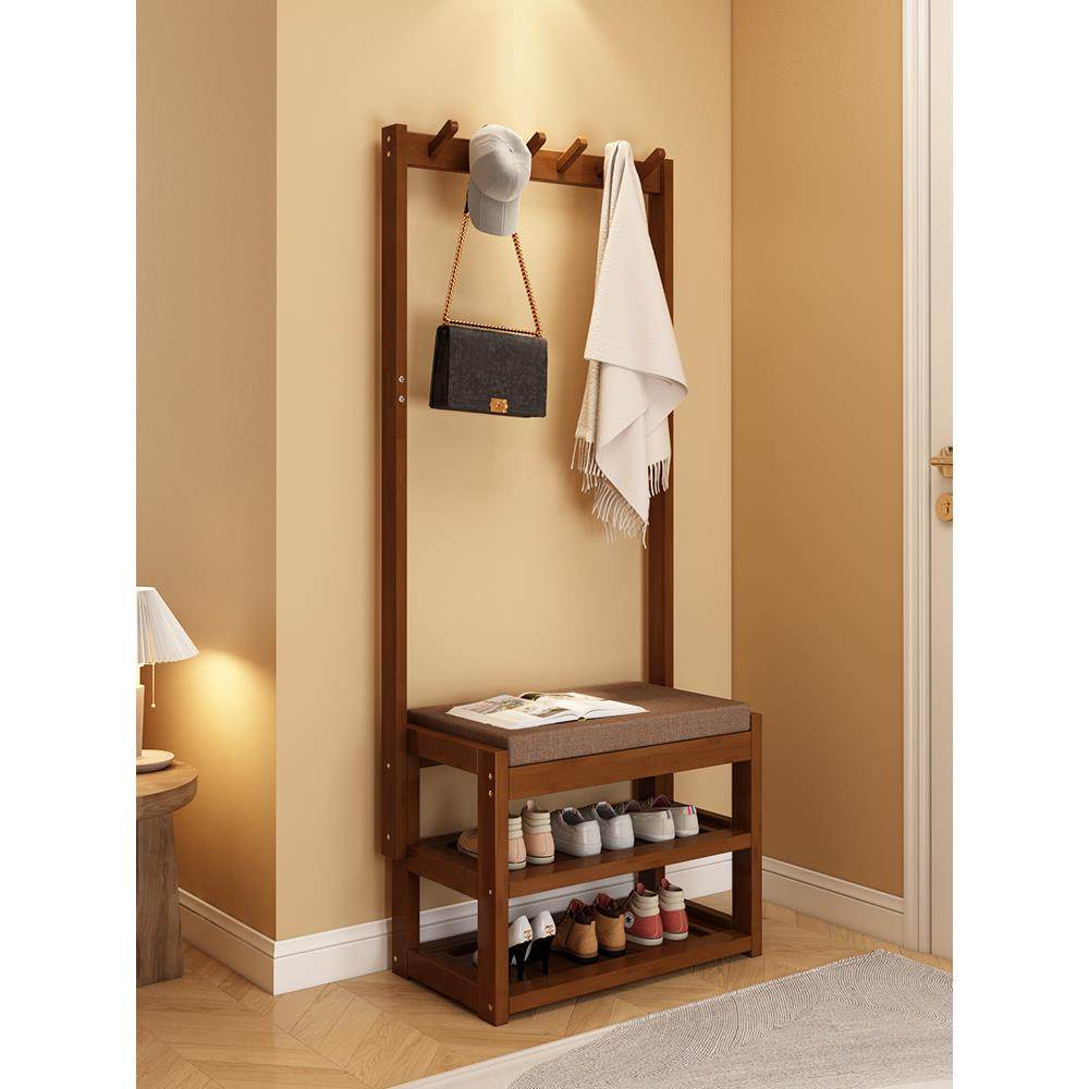 衣帽架换鞋凳入户落地坐凳门口多功能挂衣架一体家用鞋帽组合鞋架