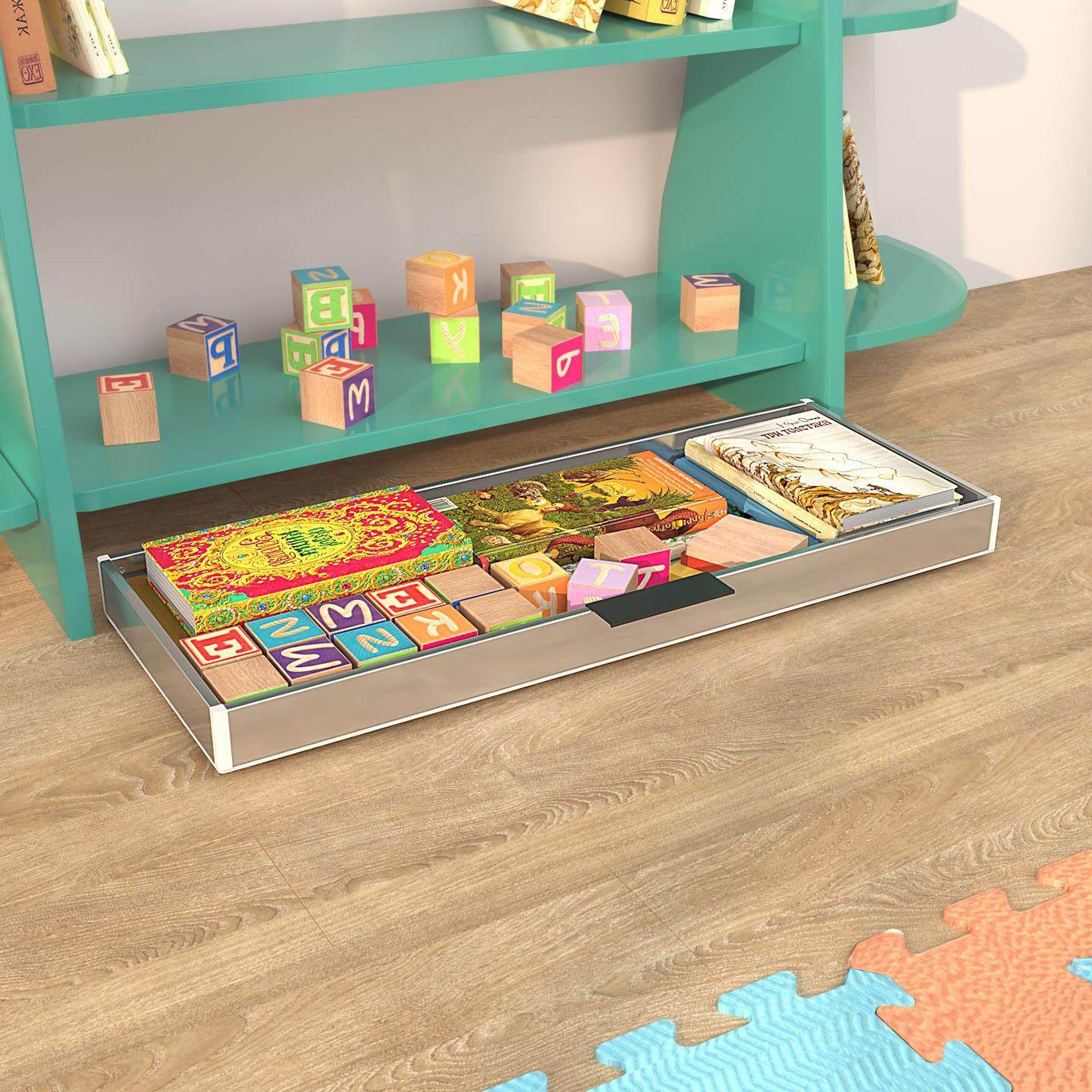 环保不锈钢加PP收纳移动托盘带万向轮滑动抽拉抽屉收纳箱柜底床底,住宅家具,儿童玩具收纳箱,淘宝优惠券,粉丝福利购,淘宝优惠卷