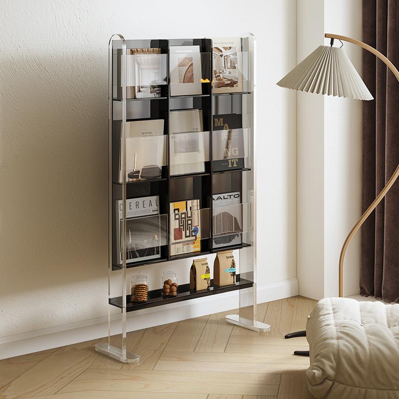 压克力落地阅读书架客厅置物架简易展示架报刊收纳轻奢杂志架cd架