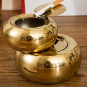 带盖子烟灰缸精致不锈钢创意时尚 烟缸车载防烟飞挡风客厅烟灰盅个