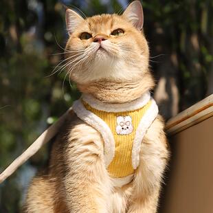 防挣脱猫绳子外出遛猫链子衣服秋冬保暖 猫咪牵引宠物胸背带背心式