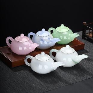 玉瓷泡茶壶过滤功夫冲茶器一人用 水墨琉璃茶壶单个家用简约中式