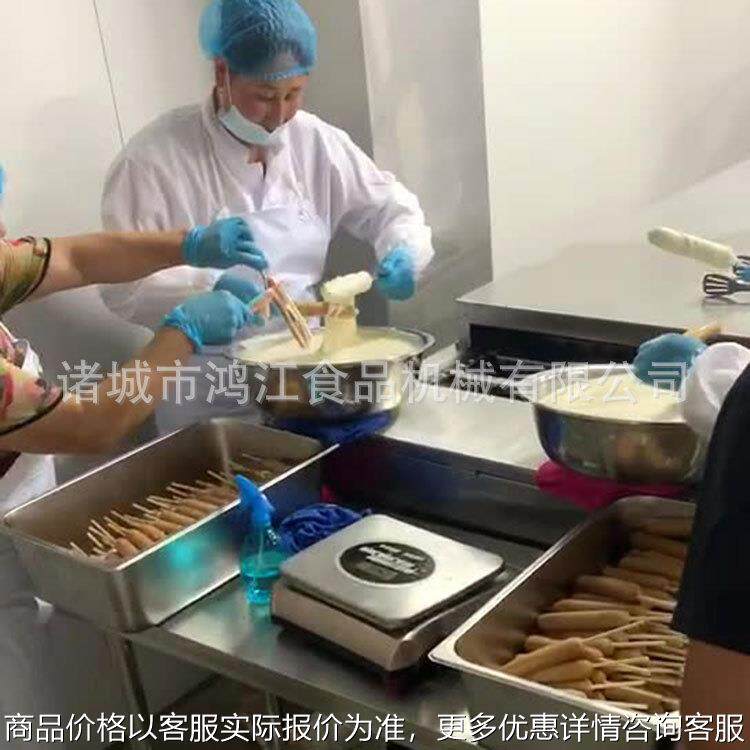 热狗肠油炸机特价 竹签热狗油炸设备 半成品裹浆芝士棒油炸线