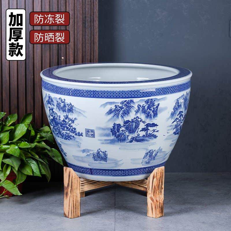 景德镇陶瓷青花瓷养鱼缸乌龟缸睡莲盆荷花缸大号鱼缸庭院种铁树缸