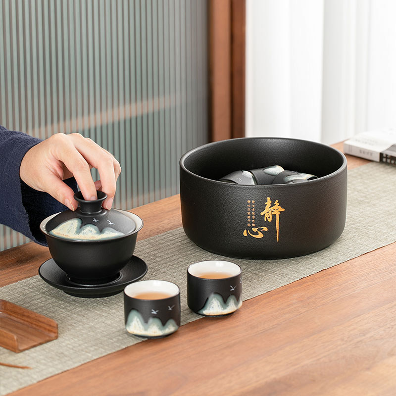 黑陶茶洗特大号功夫茶具配件家用杯洗水洗陶瓷建水茶渣缸水盂笔洗