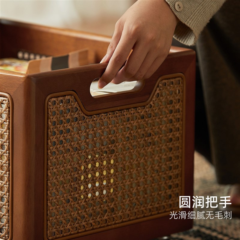 家用藤编收纳筐收纳篮多功能编织长方形篮子手提筐子高颜值网筐