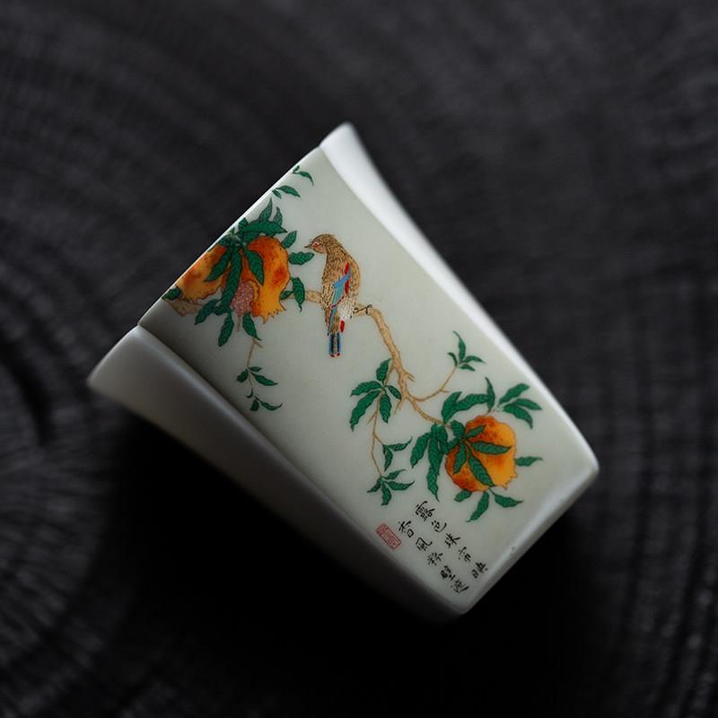 白瓷石榴12十二花神系列品茗茶杯主人个盏具商务办公室几道旅行