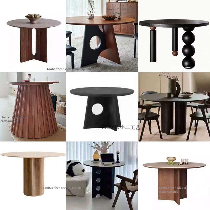 圆桌桌腿支架实木书桌脚中式餐桌底座新西兰松木中古风大板茶桌腿