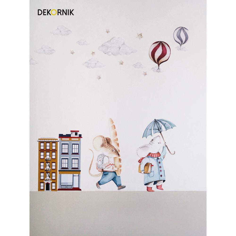 dekornik儿童房墙贴装饰可爱兔子恐龙热气球自粘diy小图案贴纸