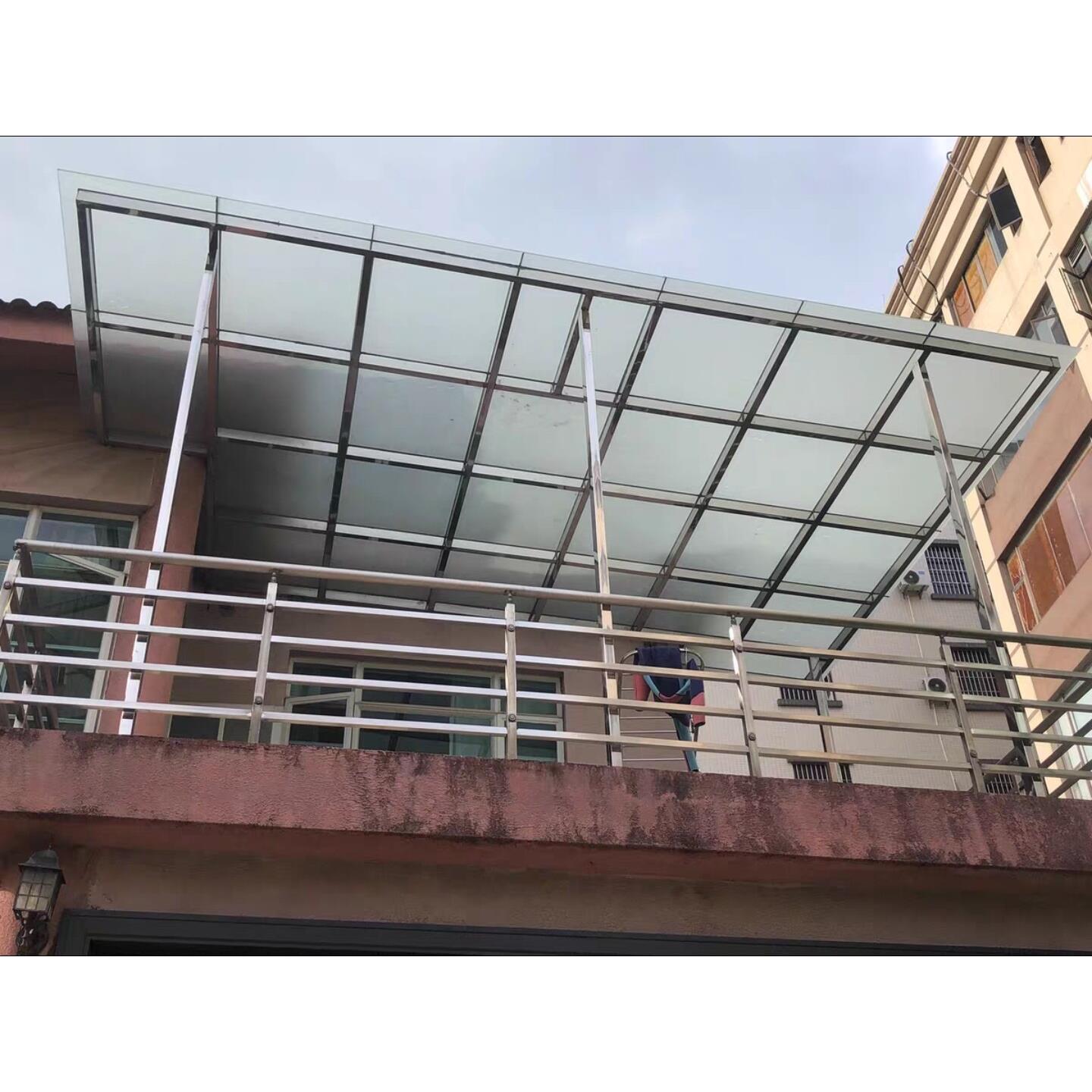 深圳定制阳台铝合金不锈钢玻璃雨棚耐力板雨棚阳光房封闭夹胶钢化