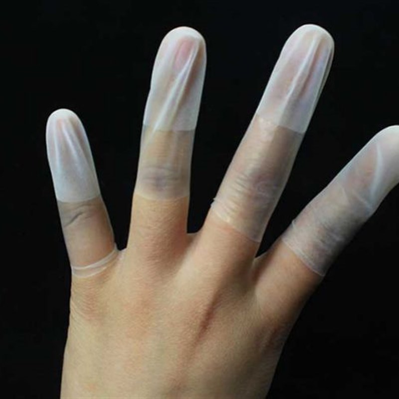 切口超薄 手指套 透明磨砂加厚防F滑乳胶美甲指套 1000个