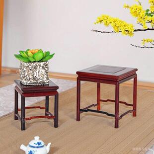 酸枝木明式小花架室内客厅奇石花盆景多肉植物架子正方形实木底座