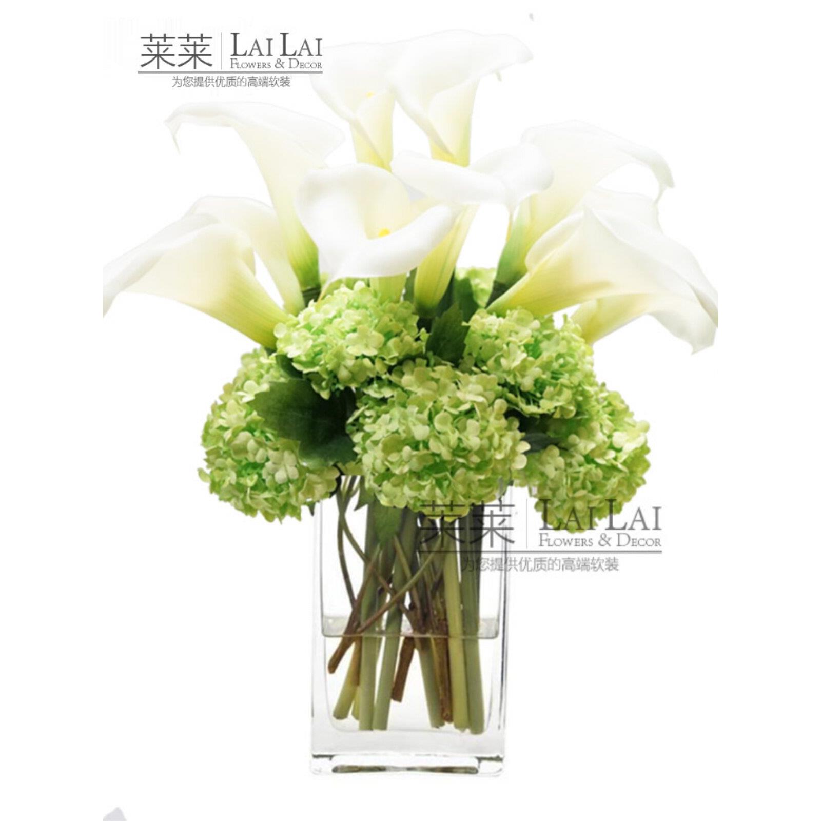 模拟马蹄莲百合绣球花设置模型房子房子家庭客厅桌面花卉装饰品