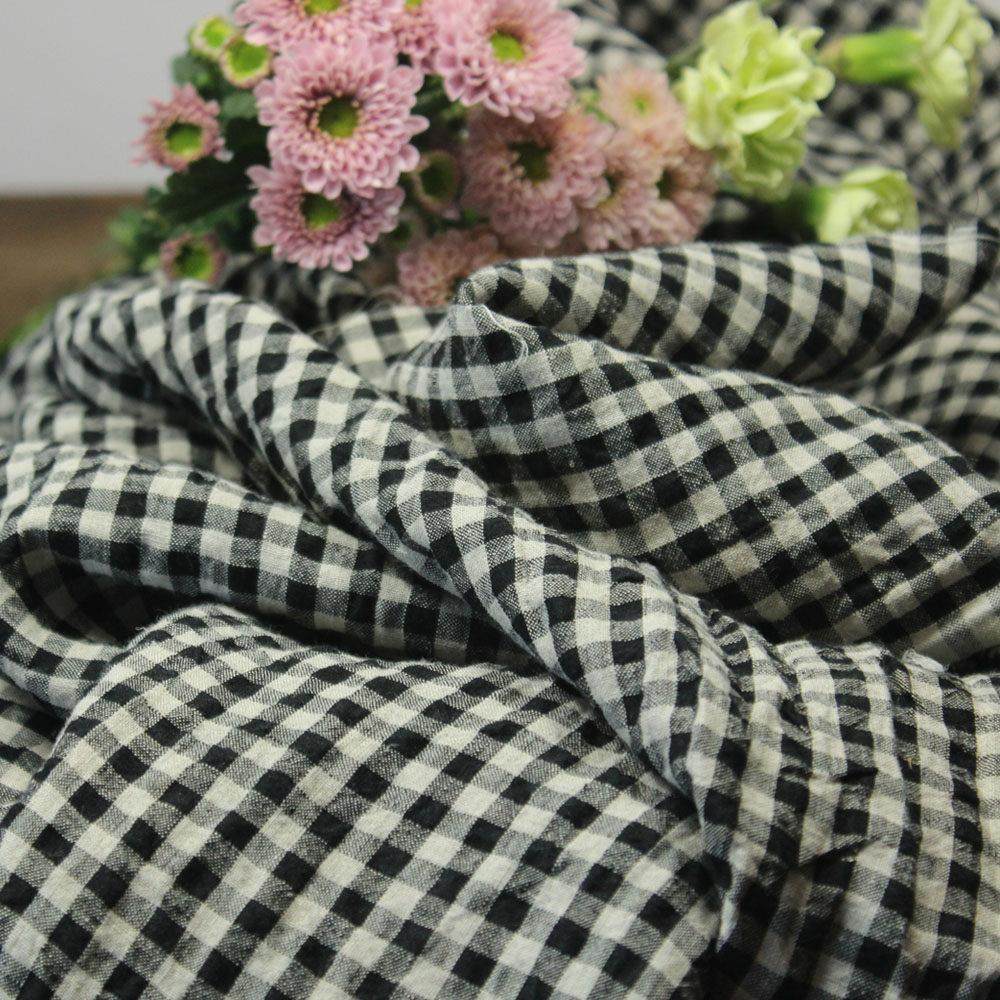 瓦娜家原创肌理感色织纯亚麻格子布料旗袍连衣裙衬衫服装面料黑色,居家布艺,海绵垫/布料/面料/手工diy,淘宝优惠券,粉丝福利购,淘宝优惠卷