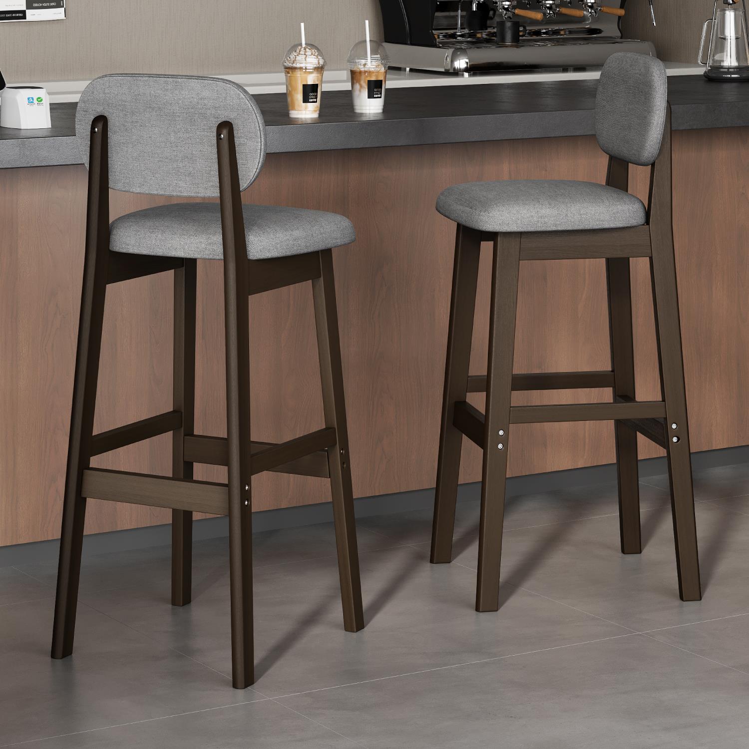 吧台椅子家用吧椅实木高脚凳吧台凳子北欧收银前台高脚椅靠背椅子