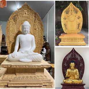 佛像背光底座香樟实木金刚须弥座观音菩萨背光加高方形底座定制