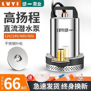 水泵 绿一农用48V直流潜水泵12V48V60V高扬程电动车家用抽水泵