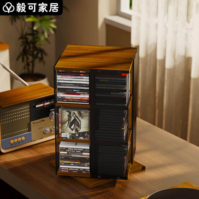 CD光碟架子桌面压克力旋转cd收纳层架黑胶唱片收纳盒cd展示架唱片