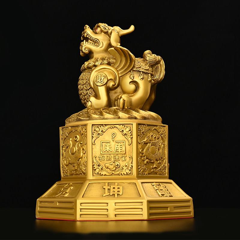 铜貔貅摆件纯铜聚宝盆开盖干坤貔貅客厅工艺礼品摆饰大号四方位金