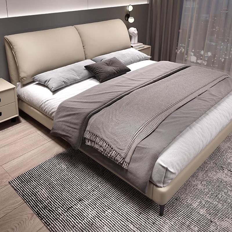 大象耳朵真皮床现代简约意式极简1.8m双人主卧室2米x2米2大床婚床