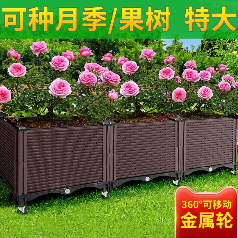月季花盆带轮子种植箱种菜盆阳台蔬菜花箱家庭户外塑料专用移动,鲜花速递/花卉仿真/绿植园艺,花盆,淘宝优惠券,粉丝福利购,淘宝优惠卷