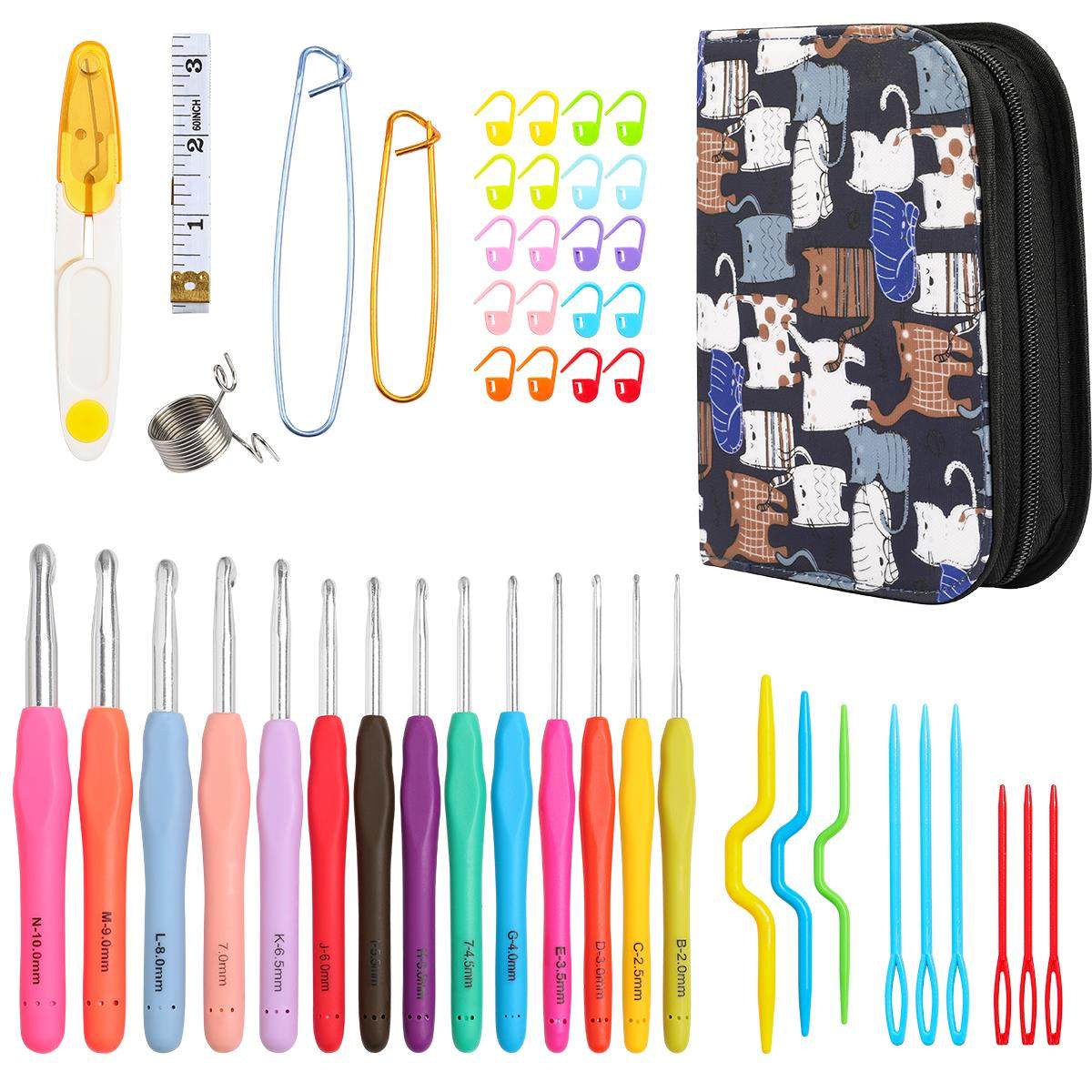 初学者新手编织毛衣毛线钩针工具花猫可分离收纳套装送教程