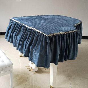 启颜简约现代蓝色压棉丝绒三角钢琴罩钢琴套防尘罩钢琴遮盖物