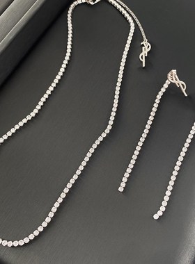 字母满钻流苏吊坠装饰项链女士潮品欧货爆款网红甜酷耳环2024款新