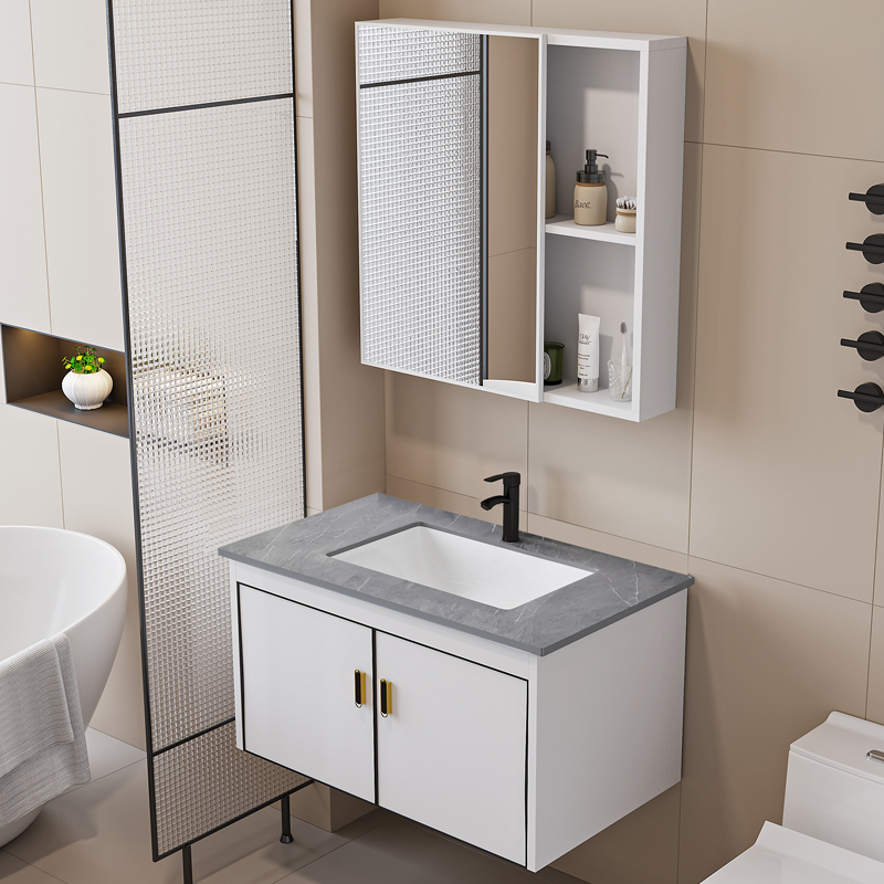 洗脸盆柜组合太空铝小户型浴室柜一体陶瓷洗手盆家用卫生间洗漱台