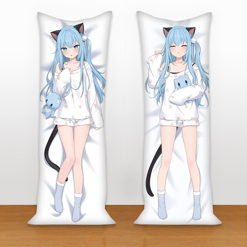 猫羽雫等身动漫抱枕猫耳美少女长抱枕猫娘猫咪蓝发枕头套靠枕定制