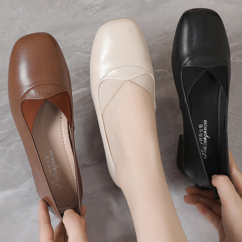 鞋子女单鞋平底中年女士皮鞋妈妈A鞋平底软底软皮舒适夏季浅口女,女鞋,浅口单鞋,淘宝优惠券,粉丝福利购,淘宝优惠卷