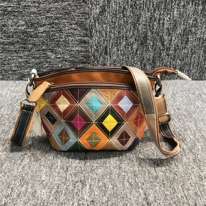 当季新品女包小众设计真皮正品女包百搭头层彩色牛皮女单肩水桶包,箱包皮具/热销女包/男包,水桶包,淘宝优惠券,粉丝福利购,淘宝优惠卷