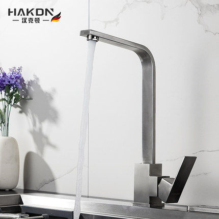 黑色四方厨房水龙头拉丝304不锈钢冷热家用洗菜盆水槽单孔单把,家装主材,厨房龙头,淘宝优惠券,粉丝福利购,淘宝优惠卷