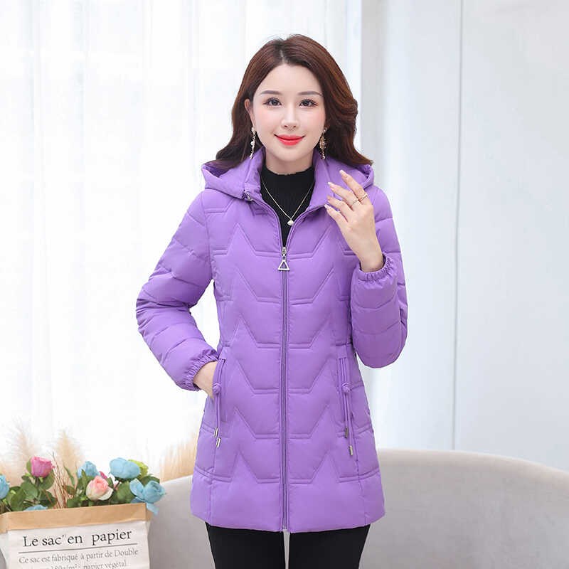 2024年新中长款棉衣女轻薄修身羽绒棉服韩版外套中年妈妈棉袄时尚