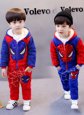宝宝冬装套装男童女童加绒加厚两件套儿童运动1秋冬款2-3W-4-5岁
