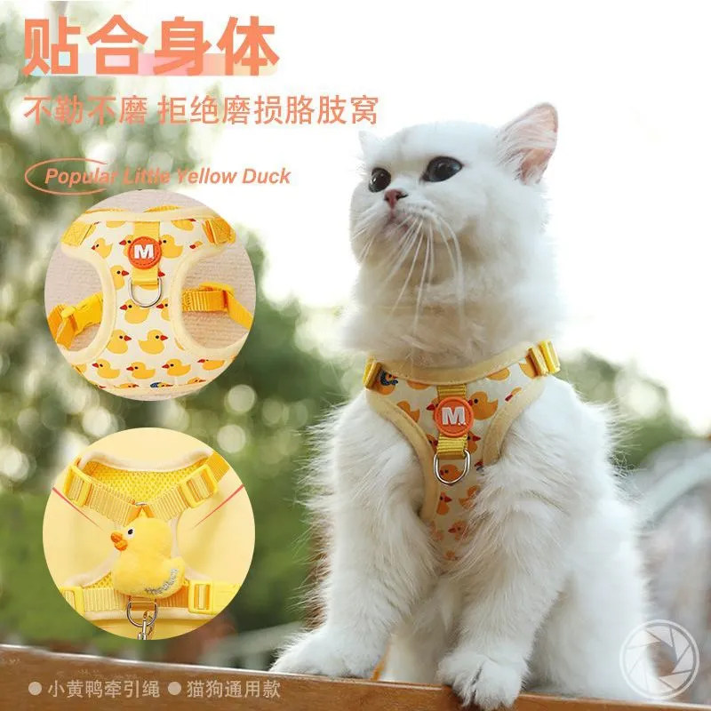 猫咪狗狗牵引绳外出专用防挣脱幼猫背心式胸背溜猫绳宠物溜狗绳子