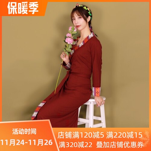 新款藏式服装 西藏棉麻藏服藏族服锅庄裙博拉P纯棉民族风长裙藏装