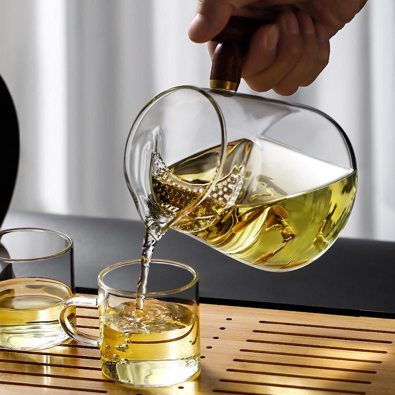 加厚高档月牙带茶漏过滤网一体玻璃茶壶泡绿茶器分茶杯公道杯茶具