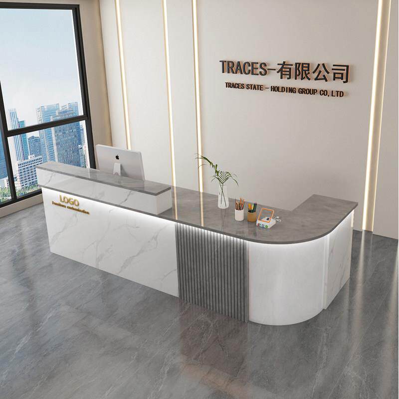 定制圆弧带转角吧台收银柜台前台工作台商铺柜台公司接待台迎宾吧