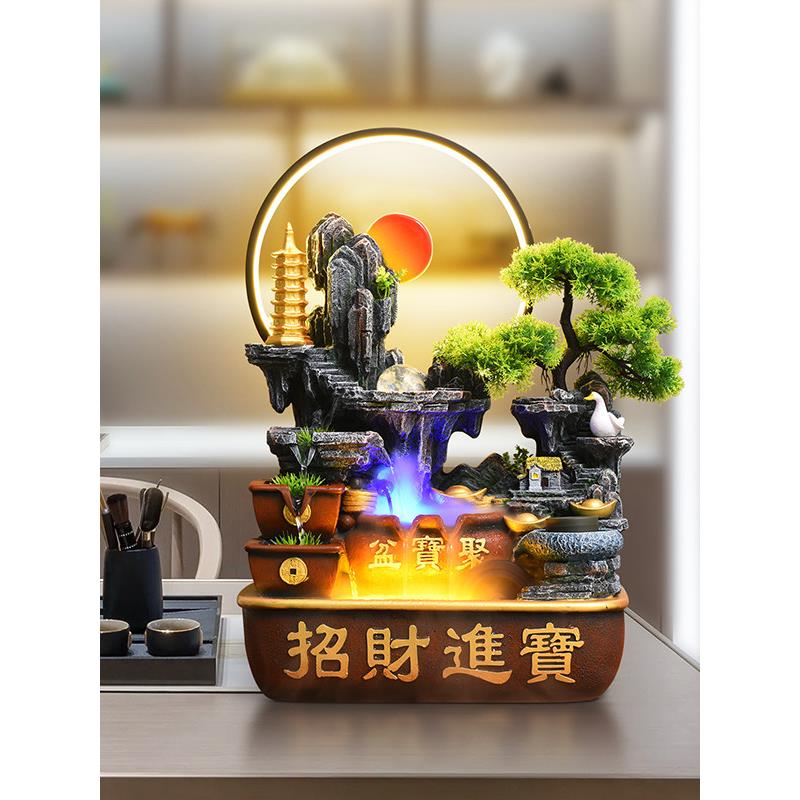 假山流水喷泉循环水招财进宝客厅办公室桌面摆件装饰品乔迁开业礼