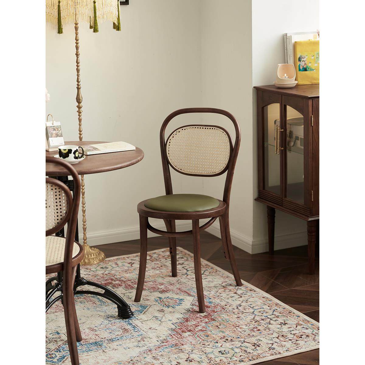 物应实木20号餐椅现代简约家用书桌椅日式北欧复古靠背网红藤编椅