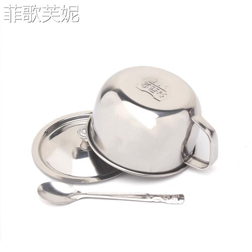 304不锈钢水杯口杯儿童杯带盖摔杯子牛奶杯带勺咖啡杯带把缸子