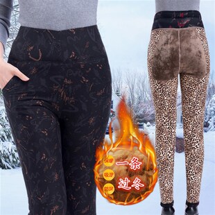 50岁高腰弹力中老年妈妈棉裤 大码 女冬外穿加绒加厚保暖裤 驼绒棉裤